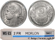 PROVISIONAL GOVERNEMENT OF THE FRENCH REPUBLIC
Type : 2 francs Morlon, aluminium 
Date : 1945 
Mint name / Town : Castelsarrasin 
Quantity minted : 1....