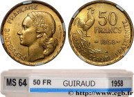 IV REPUBLIC
Type : 50 Francs Guiraud 
Date : 1958 
Mint name / Town : Paris 
Quantity minted : 500738 
Metal : bronze-aluminium 
Diameter : 27  mm
Ori...