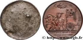 LOUIS XVIII
Type : Médaille, Entrée de Louis XVIII à Paris, tirage uniface du revers 
Date : 1814 
Metal : copper 
Diameter : 40,5  mm
Engraver : ANDR...