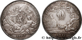 CORPORATIONS
Type : Jeton Ar 30, commerce de draperie 
Date : 1755 
Metal : silver 
Diameter : 29,5  mm
Orientation dies : 6  h.
Weight : 8,62  g.
Edg...