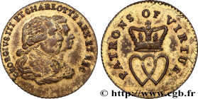 GREAT BRITAIN - GEORGE III
Type : Georges III et Charlotte de Mecklembourg-Strelitz 
Date : n.d 
Metal : gilt copper 
Diameter : 21  mm
Orientation di...