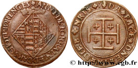 LORRAINE
Type : ANNE DE LORRAINE, fille d’Antoine 
Date : n.d. 
Metal : copper 
Diameter : 28  mm
Orientation dies : 12  h.
Weight : 4,64  g.
Edge : L...