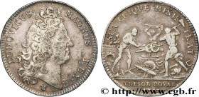TRÉSOR ROYAL
Type : LOUIS XIV 
Date : 1713 
Metal : silver 
Diameter : 28,5  mm
Orientation dies : 6  h.
Weight : 7,44  g.
Edge : Lisse 
Puncheon : sa...