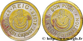 ALGERIA
Type : Bon pour la consommation Reig - Alger  
Date : 1915 
Quantity minted : - 
Metal : nickel silver 
Diameter : 23  mm
Orientation dies : 1...
