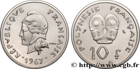 FRENCH POLYNESIA
Type : Piéfort de 10 Francs Marianne 
Date : 1967 
Mint name / Town : Paris 
Quantity minted : 500 
Metal : nickel 
Diameter : 24  mm...