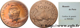 FRENCH POLYNESIA
Type : Piéfort de 100 Francs type IEOM 
Date : 1979 
Mint name / Town : Paris 
Quantity minted : 150 
Metal : bronze-aluminium 
Diame...