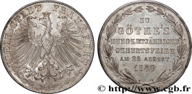 GERMANY - FREE CITY OF FRANKFURT
Type : 2 Gulden 100e anniversaire de la naissance de Goethe 
Date : 1849 
Mint name / Town : Francfort 
Quantity mint...
