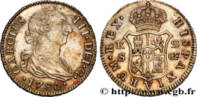 SPAIN - KINGDOM OF SPAIN - CHARLES III
Type : 2 Reales 
Date : 1780 
Mint name / Town : Séville 
Quantity minted : - 
Metal : silver 
Diameter : 26,5 ...