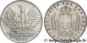 GREECE
Type : 100 Drachmes Dictature des Colonels 
Date : 1967 
Quantity minted : 30000 
Metal : silver 
Diameter : 37,3  mm
Orientation dies : 6  h.
...