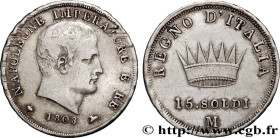 ITALY - KINGDOM OF ITALY - NAPOLEON I
Type : 15 Soldi Napoléon Empereur et Roi d’Italie 
Date : 1808 
Mint name / Town : Milan - M 
Quantity minted : ...