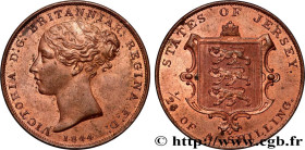 JERSEY
Type : 1/26 Shilling Victoria 
Date : 1844 
Quantity minted : 233000 
Metal : copper 
Diameter : 28  mm
Orientation dies : 12  h.
Weight : 8,56...