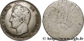 MONACO - HONORE V
Type : Module 1 Franc uniface de l’avers 
Date : 1838 
Mint name / Town : Monaco 
Metal : silver 
Millesimal fineness : 900  ‰
Diame...