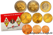 MONACO
Type : SÉRIE Euro BRILLANT UNIVERSEL  
Date : 2011 
Quantity minted : 7.000 
Commentary : Série sans emballage plastique. Coffret regroupant ne...