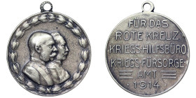 Austria, Franz Joseph I, Medal for the Red Cross - War Relief Office, 1914 Ø 2,5 mm. White metal. 5,50 g Rare, VF+