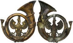 Austria, Karl I, Kappenabzeichen Tyrolean Kaiserjäger Kaiserschützen, 56x42 mm. Brass. 11,88 g, Broken cord XF