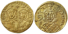 Roman Coins, Constantinus V with Leo IV, Solidus, n.d. (741 AD) ca., Syracuse, Au. 4,55 g Rare Sear 1565, XF