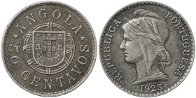Angola, 50 Centavos, 1923 Ni. 10,50 g KM 65, VF+