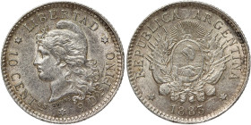 Argentina, 10 Centavos, 1883 Ag.900 2,50 g KM 26, UNC
