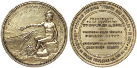 Argentina, Medal for the inauguration of works on the port of San Nicolas, 1904 Opus: J. Gottuzzo. Ø 53 mm. Vermail. 61,35 g, Small edge nick XF