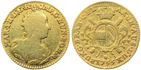 Austria, Maria Theresia, Souverain, 1755, Antwerpen, Au. 5,32 g Fr. 135, VF