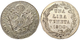 Austria, Francis II, 1 Lira Veneta, 1800 Very rare in this condition! Ag.250 4,48 g Rare KM 783, A.UNC