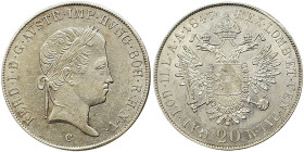 Austria, Ferdinand I, 20 Kreuzer, 1847, C Prague, Ag.583 6,68 g Frühwald 837, XF+