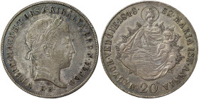 Austria, Ferdinand I, 20 Kreuzer, 1848, KB Kremnitz, Ag.583 6,68 g Frühwald 1073, VF+