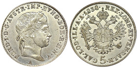 Austria, Ferdinand I, 5 Kreuzer, 1838, A Vienna, Ag.438 2,23 g Frühwald 875, A.UNC