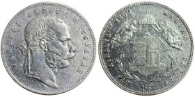Austria, Franz Joseph I, 1 Forint, 1869, KB Kremnitz, Ag.900 12,35 g Frühwald 1771, VF+