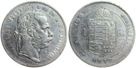 Austria, Franz Joseph I, 1 Forint, 1877, KB Kremnitz, Ag.900 12,35 g Frühwald 1781, A.XF