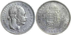 Austria, Franz Joseph I, 1 Forint, 1881, KB Kremnitz, Ag.900 12,35 g Frühwald 1785, A.XF