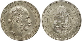 Austria, Franz Joseph I, 1 Forint, 1885, KB Kremnitz, Ag.900 12,35 g Frühwald 1789, XF+