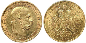 Austria, Franz Joseph I, 10 Corona, 1896, Vienna, Au.900 3,39 g Frühwald 1950, XF