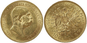 Austria, Franz Joseph I, 10 Corona, 1908, Vienna, Au.900 3,39 g Frühwald 2184, UNC