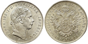 Austria, Franz Joseph I, 20 Kreuzer, 1853, A Vienna, Ag.900 4,32 g Frühwald 1564, A.UNC