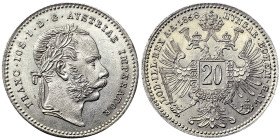 Austria, Franz Joseph I, 20 Kreuzer, 1868, Vienna, Ag.500 2,66 g Frühwald 1579, UNC