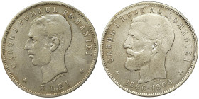 Romania, Carol I as Prince/King, 5 Lei, 1906, Bucharest, Ag.900 25,00 g KM 35, F