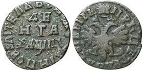 Russia, Peter I, Denga, 1714, Naberezhny, Cu. 4,42 g Bitkin 3589, VF+