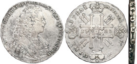 Russia, Peter II, Rouble, 1728 Star on bosom, 5 shoulder strap, without rhombuses in legend on the reverse. Ag.728 28,00 g Bitkin 73, VF