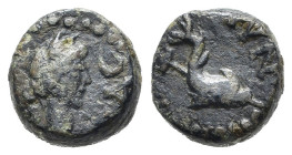 GALLIA. Massalia (dopo il 49 a.C.). AE (g 2,00). Testa laureata di Apollo a destra. R/ Delfino con tridente. Maurel (2019) 956. qBB. Nr. Reg. 641/25