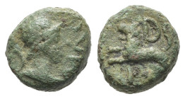 GALLIA. Massalia (dopo il 49 a.C.). AE (g 2,24). Testa elmata di Minerva a destra. R/ Leone in corsa a sinistra. Maurel (2019) 988. MB. Nr. Reg. 641/2...