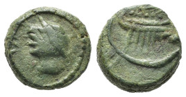 GALLIA. Massalia (dopo il 49 a.C.). AE (g 3,33). Testa elmata a sinistra. R/ Galea a destra. Maurel (2019) 996. qBB. Nr. Reg. 641/25