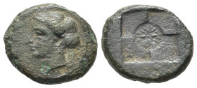 SICILIA. Siracuse. Seconda Democrazia (466-405 a.C.). Hemilitron. AE (g 3,71). Testa di ninfa a sinistra, con ampyx e orecchino. R/ Stella a sedici ra...