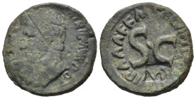 AUGUSTO (27 a.C.-14 d.C.). Asse per Roma. AE (g 7,56). M. Salvius Otho, magistrato. Testa nuda a sinistra. R/ Leggenda attorno a SC; contromarca: mono...