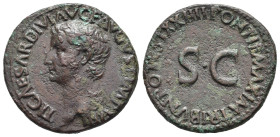 TIBERIO (14-37). Asse per Roma. AE (g 10,84). Testa nuda a sinistra. R/ Leggenda attorno a S•C. RIC I 44. BB. Nr. Reg. 643/25