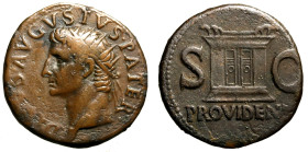 TIBERIO (14-36) Asse (g. 10,92) DIVVS AVGVSTVS PATER. Busto rad. a sn. R/ PROVIDENT. Altare. RIC 81. AE +BB