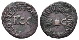 CALIGOLA (37-41). Quadrante per Roma. AE (g 2,48). Pileo tra S-C. R/ RCC. RIC I 52. BB. Nr. Reg. 641/25