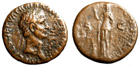 TRAIANO (98-117) Asse (g. 9,16) Testa laur. a ds. R/ PIETAS stante a sn.; in basso, altare. RIC 392. AE AE qBB