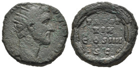 ANTONINO PIO (138-161). Dupondio per Roma. AE (g 14,22). Busto radiato a destra, con drappeggio sulla spalla sinistra. R/ TR POT XIX COS IIII S C su q...
