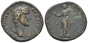 ANTONINO PIO (138-161). Sesterzio per Roma. AE (g 22,47). Testa laureata a destra. R/ Felicitas stante a sinistra, con caduceo e cornucopia. RIC III 5...